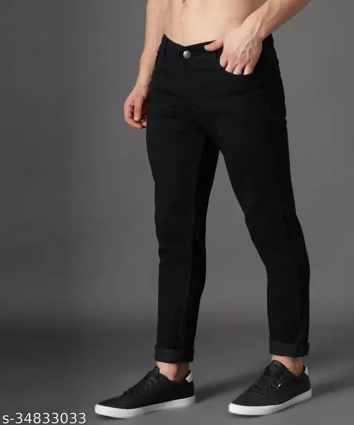 Stylish black cotton blend jeans by Zaysh, ideal for contemporary fashion