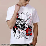White printed Kakashi Hatack polyester unisex casual wear T-shirt, high-quality fabric and printing, suitable for kids with jeans or shorts