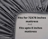 Glace cotton king size fitted bedsheet & 2 pillow covers, floral print on soft elastic, ideal for summer adult use