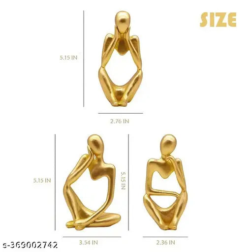 Resin abstract thinker men statues set (gold), modern art decor for home or office - mini size, exquisite craftsmanship & advanced material