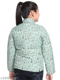 Green patterned jacket, girls, casual style