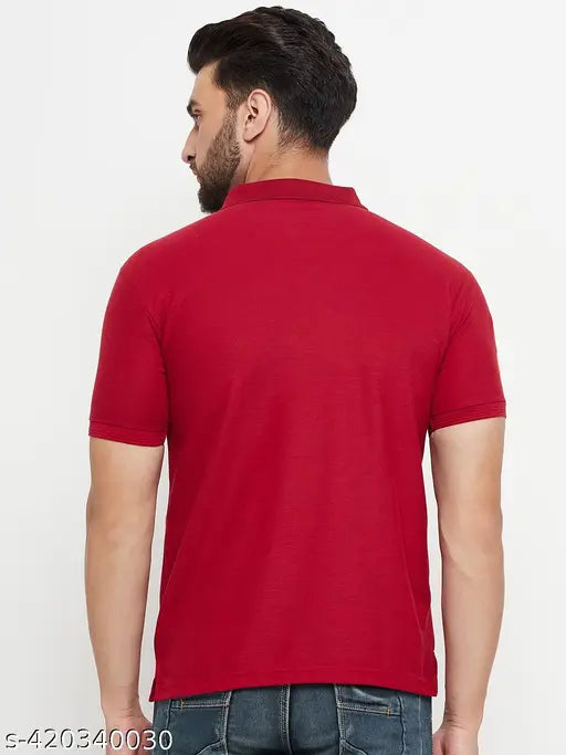 GET GOLF Cotton Blend Regular Fit Solid Half Sleeves Men's Polo T Shirt
