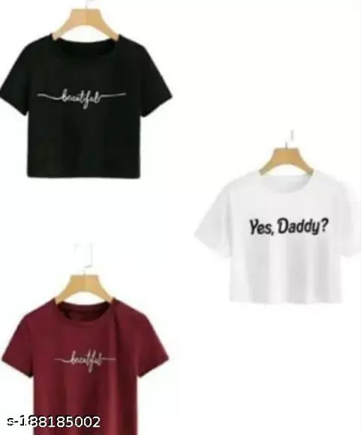 Cotton-blend printed net 3-piece crop top combo, trendy styles for every occasion - women's fashion essential from India