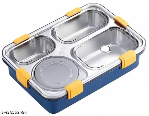 HARAY 4 Compartment Lunch Box Leak Proof Stainless Steel with 4 Compartment - Office Food Container for School Kids and Adults