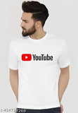Trendy white half sleeve YouTube printed t-shirt for boys and men, premium polyester blend, bold graphic, classic crew neck, versatile wardrobe essential
