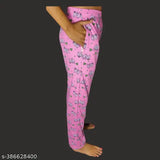 Pink cotton lower track pant women's nightwear lounge wear