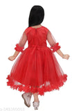 Printed net party dress for kids aged 4-10 years, three-quarter sleeves on display