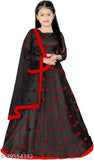 Embroidered net lehenga-choli set for kids, semi-stitched, suitable for parties & weddings, dry clean only