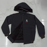 Dark blue and black TPU jacket with a hood, visible brand logo on chest area