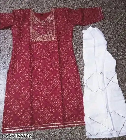 Rayon sharara set, printed net three-quarter sleeve kurta with matching bottomwear from MARORI SHARARA, Indian traditional women's clothing