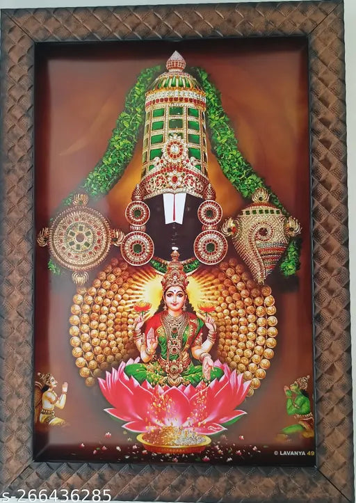 Synthetic Resin Balaji Wall Hanging Photo Frame, 9x12 inches - Indian temple deity artwork on religious gift