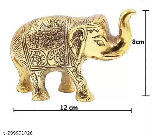 Gold-plated metal Chandra Art Collection elephant idols set, 8cm tall, home & office decorative showpiece