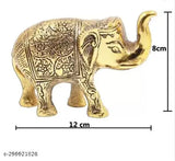 Gold-plated metal Chandra Art Collection elephant idols set, 8cm tall, home & office decorative showpiece