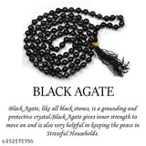 Black brass Shiv mala with 108 Black Agate beads, handmade and charged by Reiki Grand Master. Authentic healing crystal necklace for Reiki, crystal, numerology, astrology, and Feng Shui