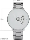 Silver analog watch with black dials, suitable for kids