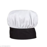 Black and white viscose chef cap (1 piece), high-quality cotton for a stylish hotel kitchen look, originates from India