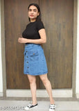 Denim mini skirt for women & girls, solid net style, Indian-made fashion essential