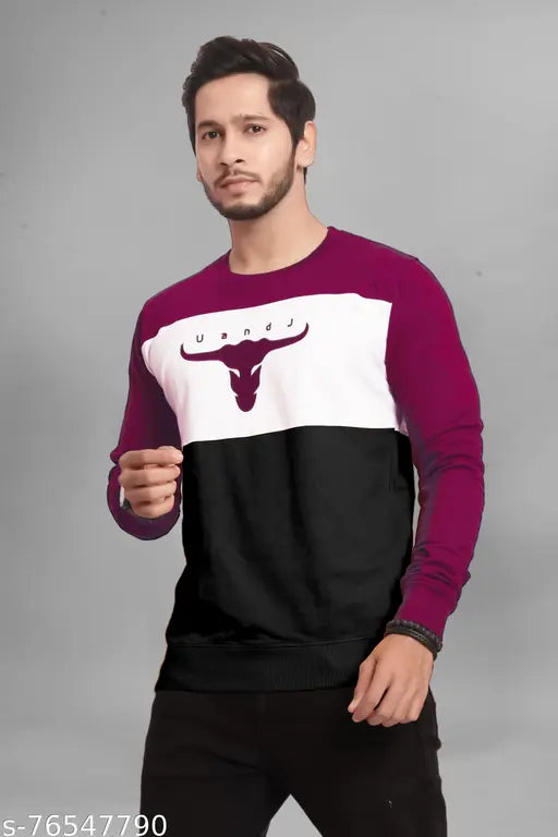 Trandy solid full sleeve 100 cotton sweatshirt, embroidered design, men's lifestyle essential, comfortable, casual wear, Indian made