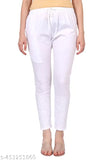 White embroidered cotton pant, Chikankari pattern, women's pants with elastic waistband and pocket