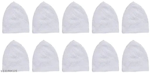 White pure cotton FAF eTRADERS Muslim Prayer Cap set for men, 10-piece family pack with Turkish stylish knitting design for daily wear or special events