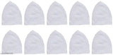 White pure cotton FAF eTRADERS Muslim Prayer Cap set for men, 10-piece family pack with Turkish stylish knitting design for daily wear or special events