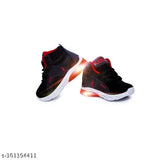 Black and red children's athletic shoes with LED lights