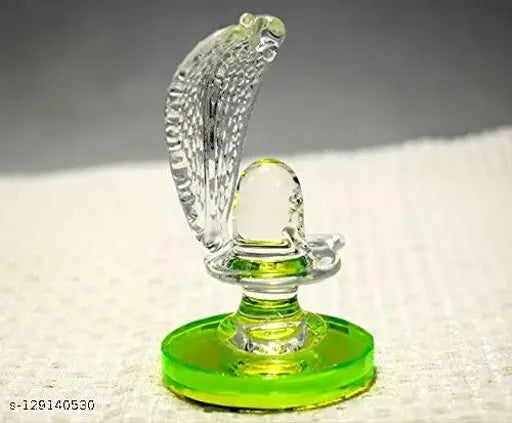 Crystal Shivling with Nag, intricate crystal Shiva idol from India
