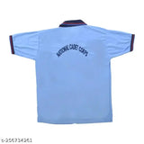 Blue cotton blend NCC Uniform T-shirt with short sleeves and solid design, features NCC logo embroidery