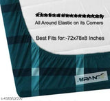 Green checked fitted Glace Cotton sheets, superfine floral pattern, 2 pillow covers included for double queen size bed