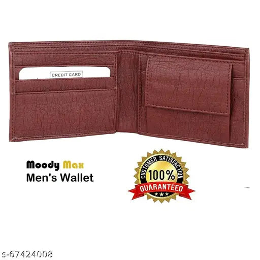 Tan Brown faux leather men's wallet, compact design, 2 compartments, ideal for gifting on all occasions