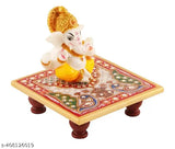 Marble Ganesh Idol with Chowki, vibrant and elegant, perfect for home decor and Pooja rooms