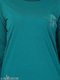 Women's cotton long-sleeved night suit, printed floral design in XL, featuring round neck and pull-on closure
