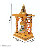 Marble dust Krishna idol, intricately detailed Indian-made statuette of Khatu Shyam Baba Ji (7cm x 12cm x 4.5cm)