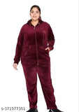 Maroon velvet Huddy Zipper winter pyjamas set - super comfortable women's nightwear from India