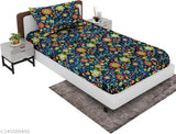 Blue Floral Cotton Single Flat Bedsheet