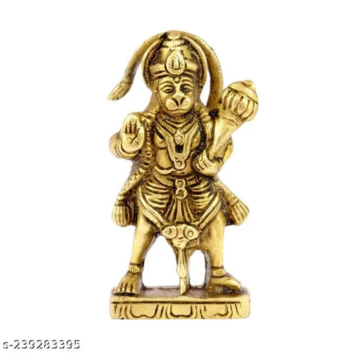 Brass Hanuman Ji ki murti statue, intricately detailed, 1.5 x 2.5 x 1.5 inches, for spiritual home decor