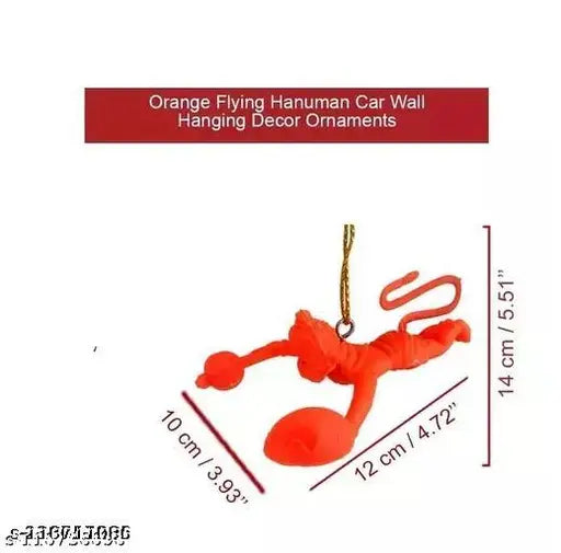 Orange plastic Hanuman idol car decoration, Flying Lord Hanuman Bajrang Bali figurine