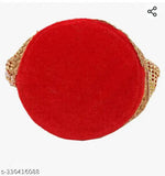 Red velvet clutch purse with gold accents