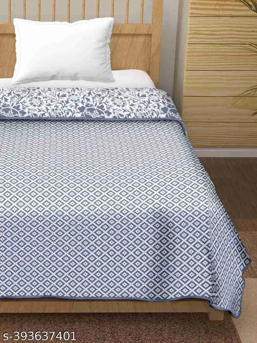 Reversible floral print cotton dohar blanket, soft & elegant, hand block printed, perfect for AC rooms or travel