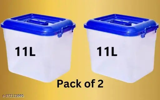 Airtight kitchen storage container set, 2 jars with a capacity of 11 L each, cap blue, for pantry organization