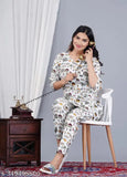 Vanshika pure rayon traditional nightsuit for women, printed net pyjamas with three-quarter sleeves, limited edition premium Indian fabric