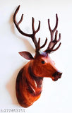 Dark brown leather Barasingha deer head wall hanging, 12" x 25cm, premium decorative showpiece - classic animal figurine for home or office decor
