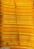 Yellow fabric with fringe, possibly a sari, heavy border design