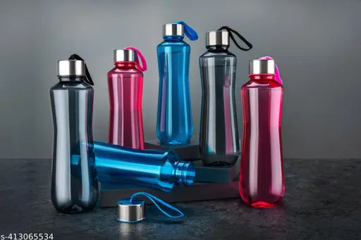 Multicolor round shape water bottles for home and kitchen, leak-proof and BIS/ISI certified plastic bottles in pack of 6