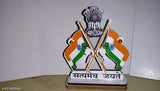 Indian National Flag with Satyamev Jayate Symbol for Car Dashboard - Metal-stand patriotic car decor, celebrating national pride and motto