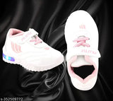 White, pink, and purple casual kids' shoes with lightweight design, suitable for outdoor sports and little tiny kids
