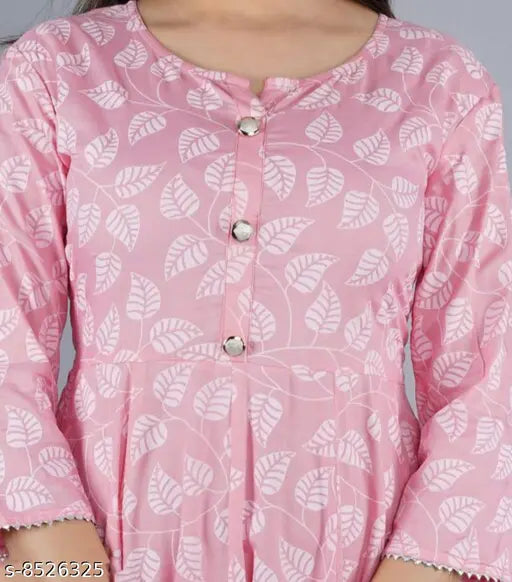 Pink embroidered rayon kurta