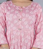 Pink embroidered rayon kurta
