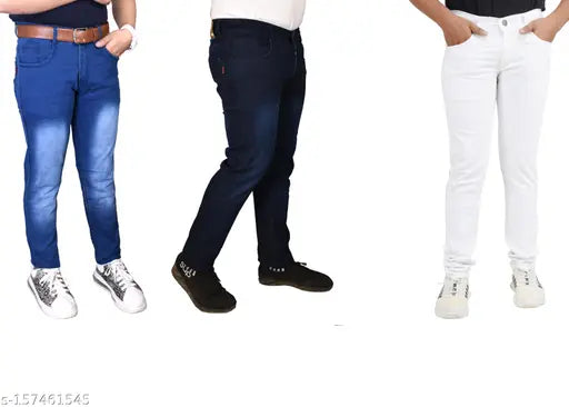 Designer creation solid denim jeans for men - 3 pack (sizes: 28, 30, 32, 34, 36) Indian denim fashion