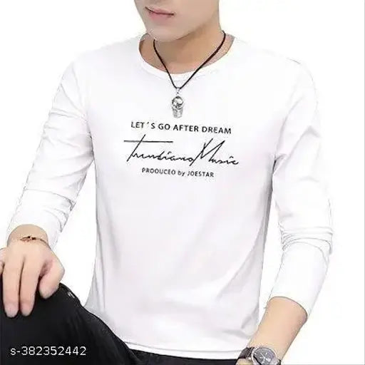 Trending full sleeve printed men's polyester t-shirt, vibrant design for fashionable casual wear